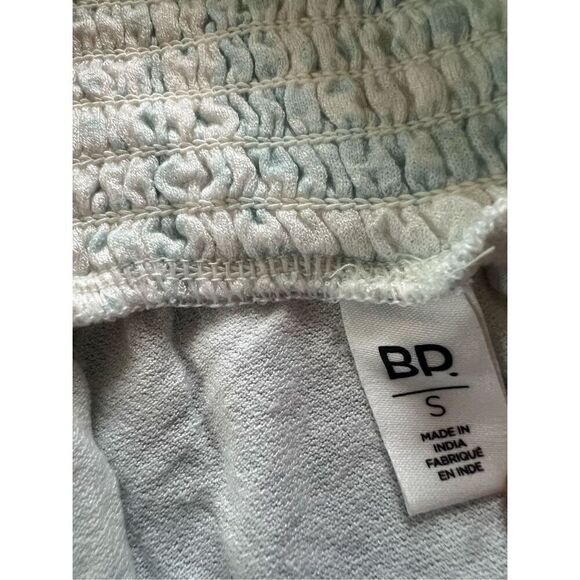 BP White Aqua Blue Paisley Print Smocked Elastic Waist Skirt w Pockets Small - Picture 4 of 8